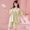 Girls Cotton Pajama Set Short Sleeve Princess Style Sleepwear Kids 8 Years Lightweight Home Wear