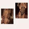 Women Sexy Bodysuit Low-cut Backless Sleeveless Thin See-through Hollow Fishnet Lace Deep