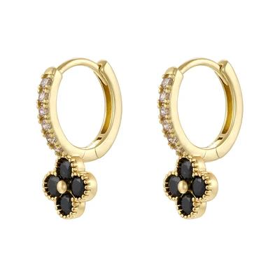 1 Pair Luxury Copper Inlaid Zircon Four-leaf Clover Earrings Women's Exquisite Versatile Flower Petal Earrings Zircon Gift