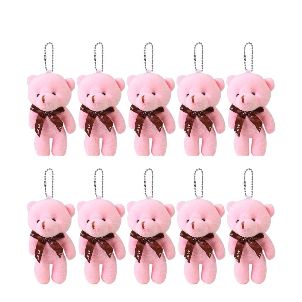 10Pcs Cartoon Animal White Bear Plush Keychain Keyring Bear Plush Dolls Holiday Gift