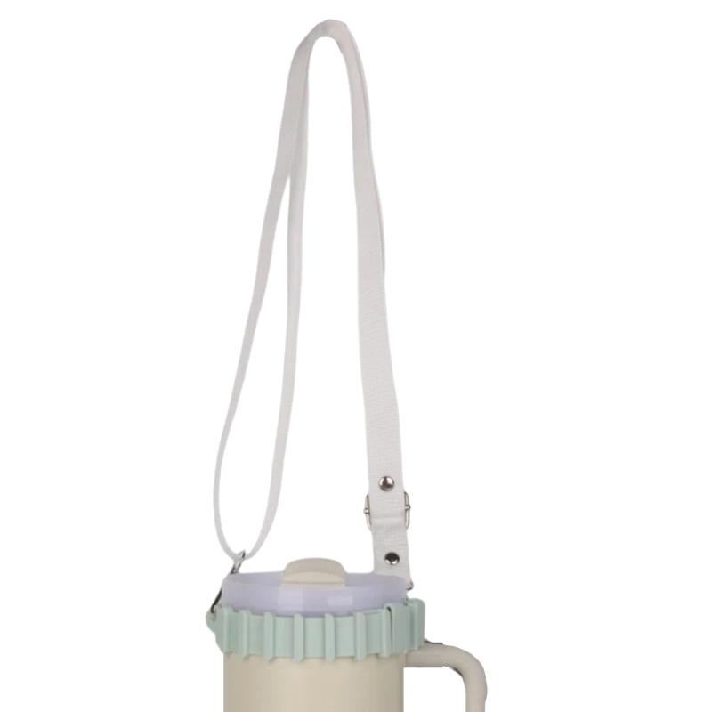 

Силиконовый держатель для бутылки с водой с ручкой и плечевым ремнем, подходит для большинства бутылок, универсальный шнур для бутылки, регулируемый ремень чёрный