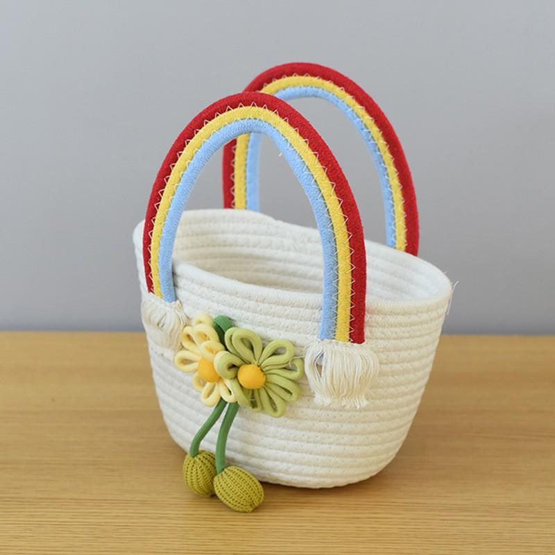 

Плетеная сумка из соломы Женская корейский стиль Модная маленькая свежая радужная сумка Через плечо Универсальная западный стиль Upper width 27x thick 9x high 15 белый