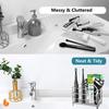 Stainless Steel Toothbrush Holder 5-Slot Layout Bathroom Organizer  Countertop Storage