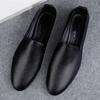 Fashion Men's Leather Shoes 2025 Spring Autumn Fashion Slip On Breathable Casual Shoes Lightweight Comfortable Non Slip Soft Sole Flats