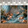 Sparkling Underwater Backdrop Starfish Shells Romantic Ocean Theme Baby Shower Birthday Party Home Decor Photography Background9