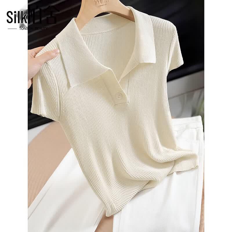 Sibaiche Women s Summer Slim Fit Knit Polo Top One Size