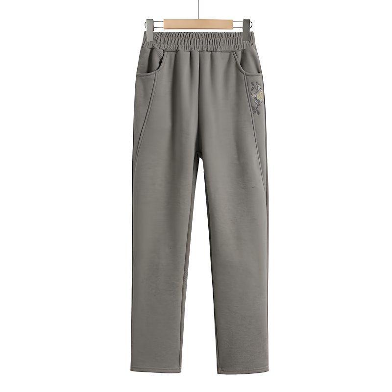 Warm Plus Size Autumn & Winter Pants for Middle-Aged and Elderly Women - Casual Thickened Velvet Mom & Grandma's Pants