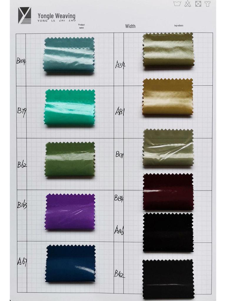 Waterproof Glossy 40D PU Nylon Down Jacket Fabric