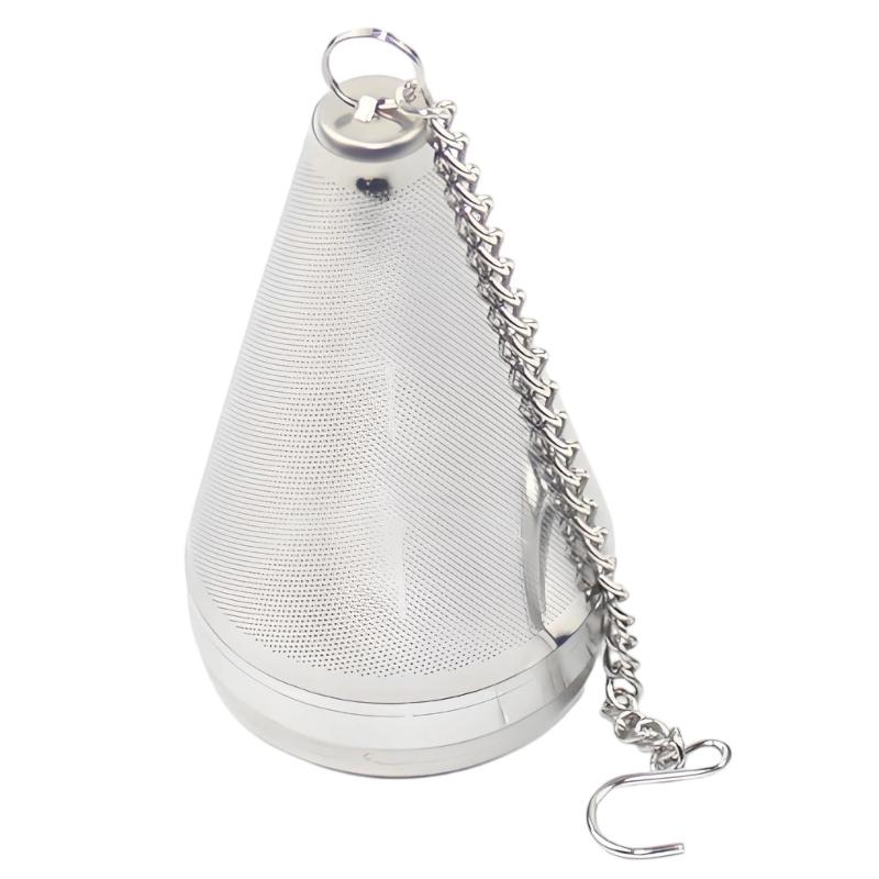304 Stainless Steel Tea Infuser Strainer For Loose Leaf Tea With Fine Meshes Filter And Extended Chain Hook Drip Tray