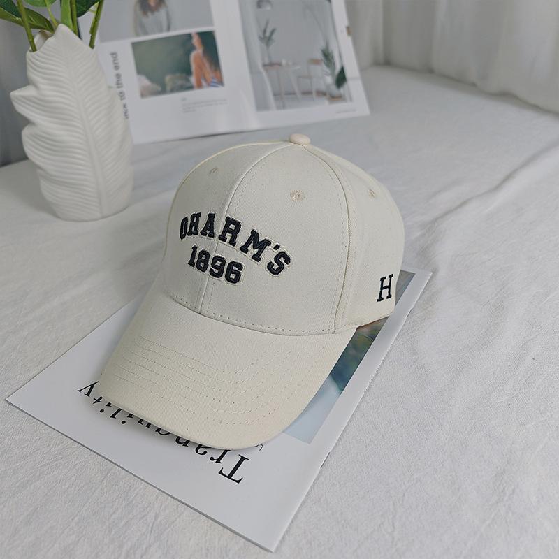 Hard Top Baseball Cap Women S Winter Big Head Circumference Showing Face Small Letter Embroidery Wide Brim Cap Men S adjustable (54-62cm)