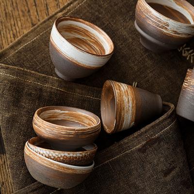 Retro Holzofen Gebrannte Handgefertigte Keramik Antike Meistertasse Teeverkostung Kung Fu Teeset Grobkeramik Große Schale Teetasse Gravur