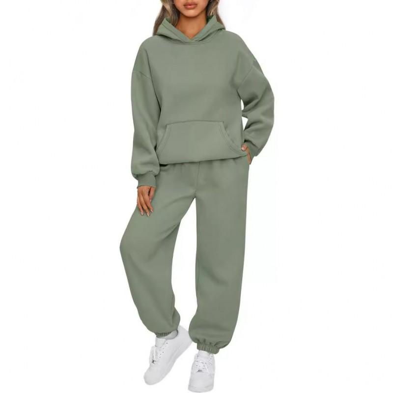 Womens Winter 2-Piece Casual Hoodie Loose Jogger Pants Set Comfortable Lounge Wear