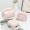 1pcs Color Random Fresh Plaid Makeup Bag Cute Girl Travel Wash Listick Toiletry Bag Summer Hand Storage Cosmetic Bag Case