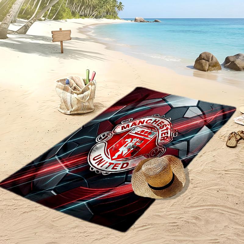 Asciugamano da Spiaggia Stampato Manchester United Asciugamano Morbido ad Asciugatura Rapida Coperta da Spiaggia Rettangolare Grande Portatile per Viaggi Piscina