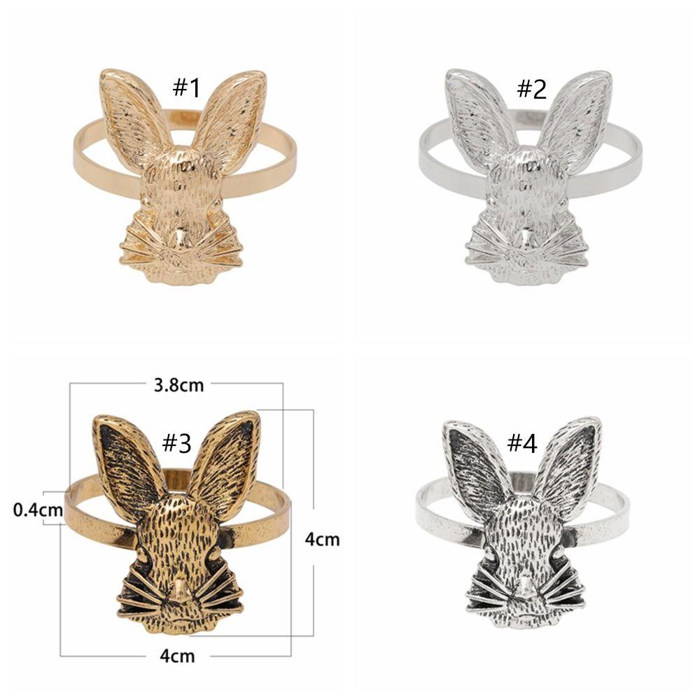 4pcs Metal Rabbit Napkin Rings Golden Napkin Buckles Bunny Napkin Holder  Wedding Dinner Table