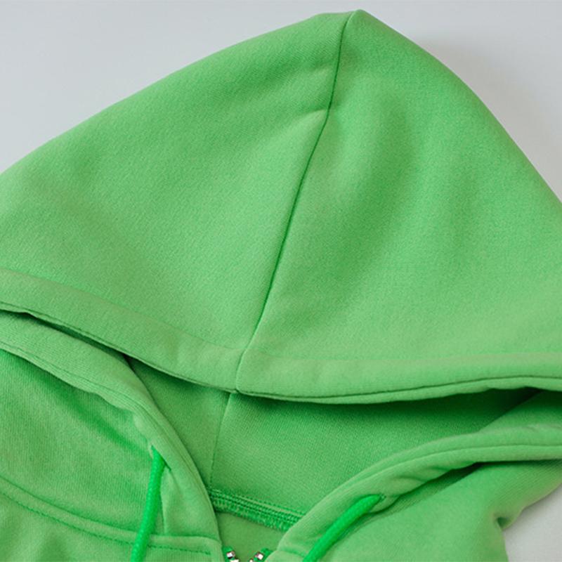 Women's Sweatshirt Fashion Solid Color Long-sleeved Top Hooded Zipper Cardigan Jacket