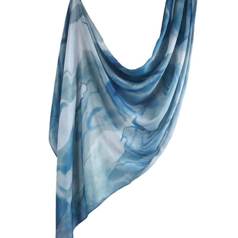 Watercolor Print Cotton Scarf Women 180x80cm Lightweight Wrap Shawl Ethnic Style Headscarf All Season Fashion Accessory