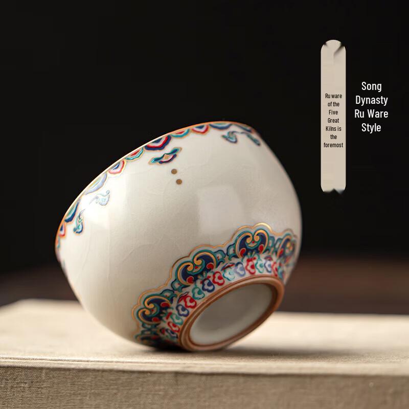 Gold Inlaid Jade Ru Kiln Ceramic Tea Cup