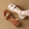 Summer Fashion New round head Stiletto Heel Shallow Mouth Breathable PU Comfortable Elegant Women's Shoes Sexy Sandals Slides