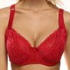 Women Full Cup Daily Brassiere Sexy Lace Print Bow Bra Comfortable Thin Mold Cup French Bras 40E 42E 44E-6004
