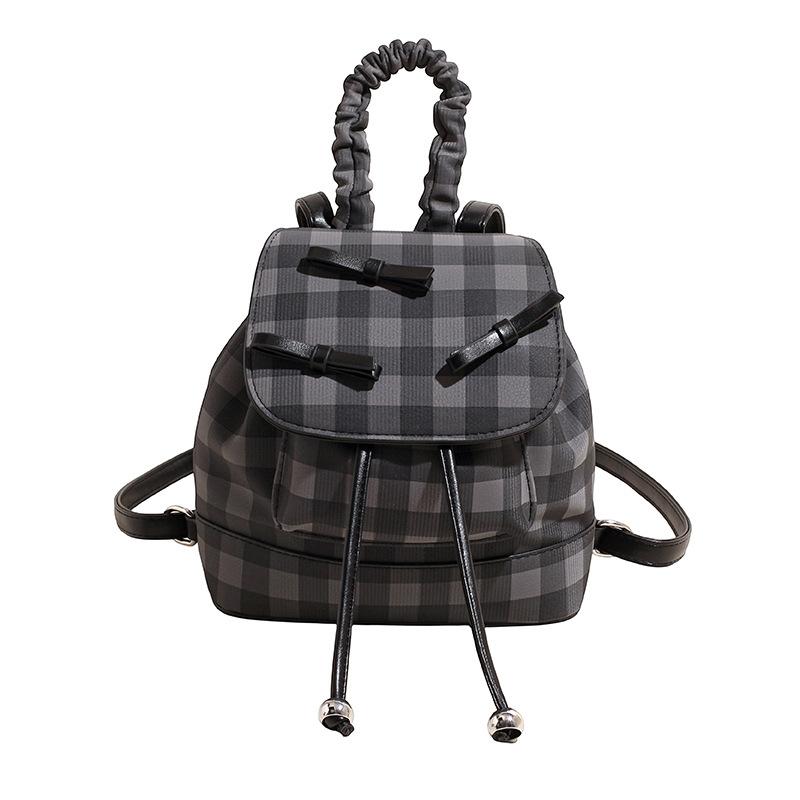 Contrasting color plaid backpack women's autumn new fashionable and cute shoulder student bag texture