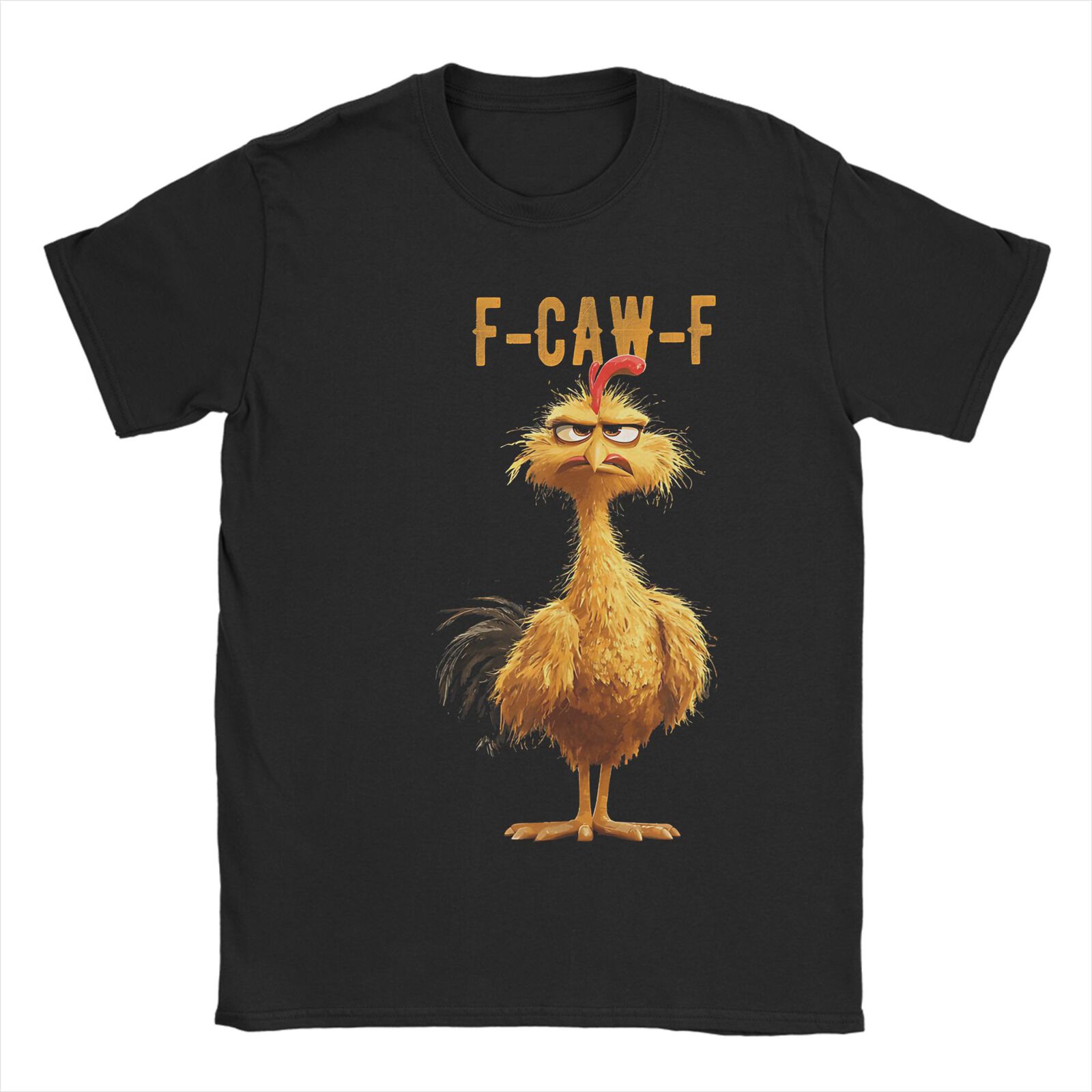 

F CAW F Chicken Funny Meme Black Crow F-Caw-F Black Bird Merch Unisex T Shirt Cotton Tee Graphic Printed T-shirt Clothing XL