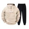Men's Autumn and Winter Hooded Sweater Set Solid Color Casual Pocket Sweater Jumper Jacket Can Be Printed