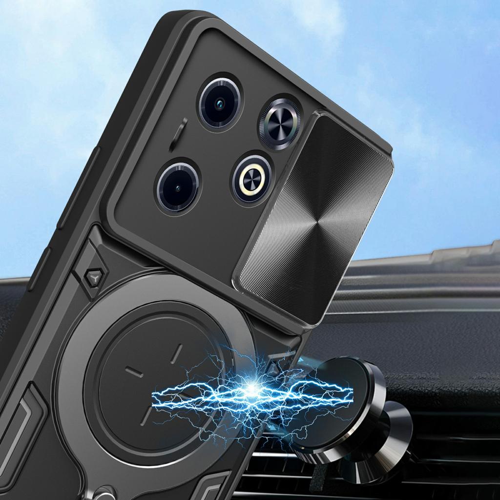 For Infinix Hot 40i/Infinix Smart 8 4G Case Kickstand Hybrid TPU+PC Phone Cover (With Flash Light Hole)