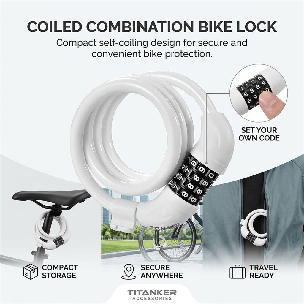 Bike Combination Lock Four Digit Fixed Code Steel Cable Anti Theft Lock For Mountain Bike And Motorcycle