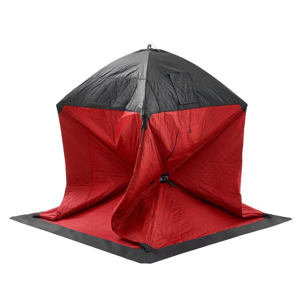 Portable Ice Shelter, 3-4 Person Insulated Pop-Up Ice Fishing Tent, 35 Square Feet Fishable Area, Thermal Ice Shanty for Winter Fishing, Ice Cube with