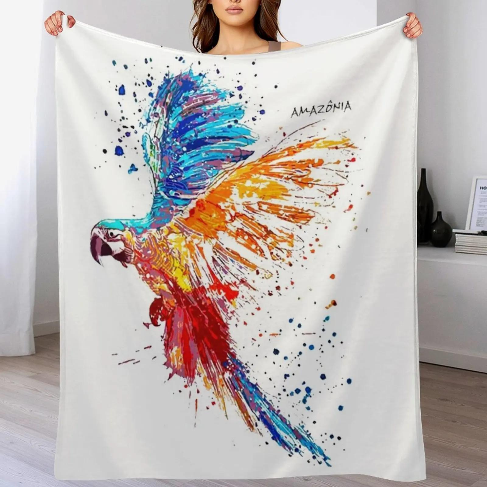 Macaw Paint Amazonia Macaw Brazilian Birds Throw Blanket Multi Purpose Soft Warm Blanket for Home Travel 102x76cm(40x30in)