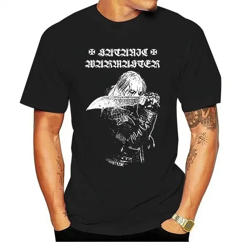 Satanic Warmaster Black Heavy Metal Pánské tričko s krátkým rukávem z čisté bavlny, ležérní vintage topy, harajuku streetwear, volnočasové tričko