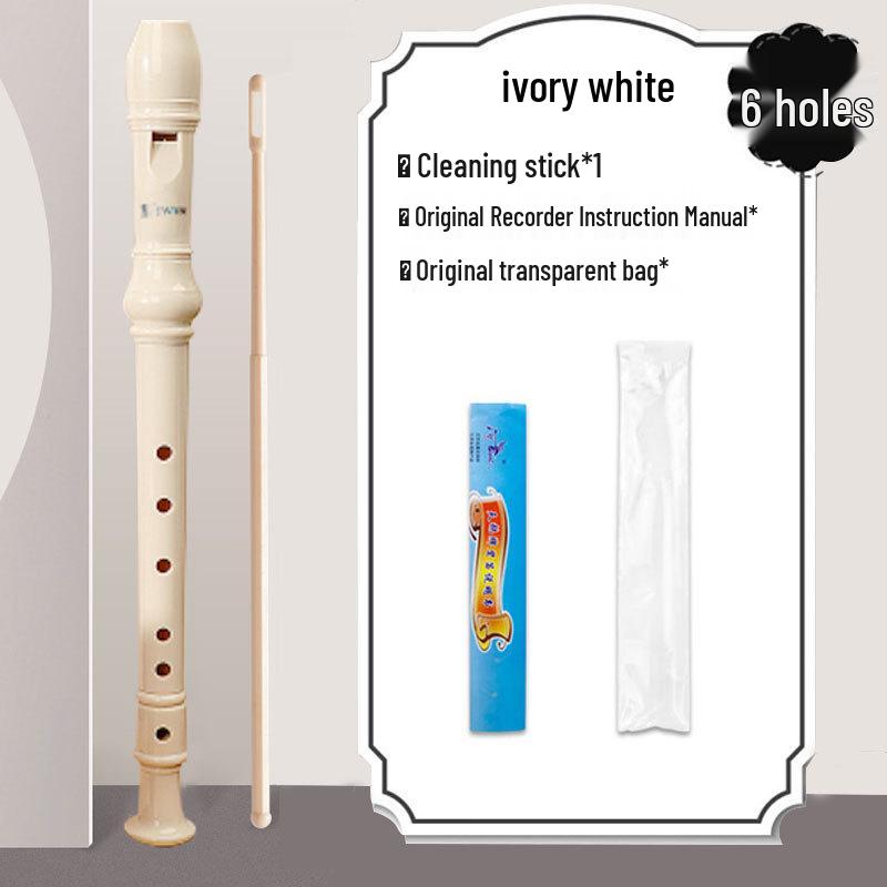 Swan ABS German Soprano Recorder for Students, 6/8-Hole, White Flute
