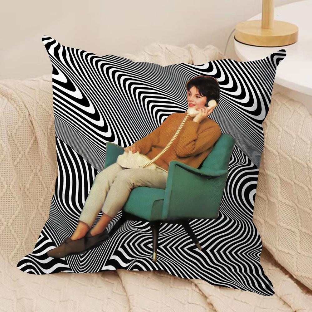 MMariano PPeccinetti Op Art Cushion Cover Silky Short Plush Invisible Zipper Dustproof Sofa Pillow Case For Home Decor