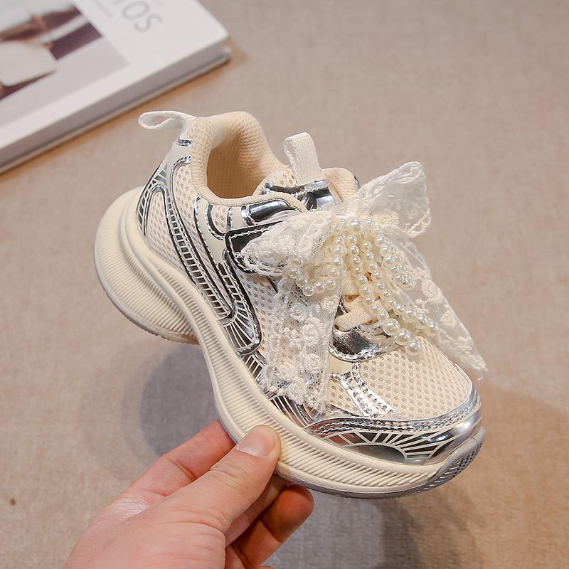 Girls Sports Shoes Spring Autumn Pink Breathable Girls Casual Shoes 3-18 Years Old Beige Soft Non-slip Children's Single Shoes