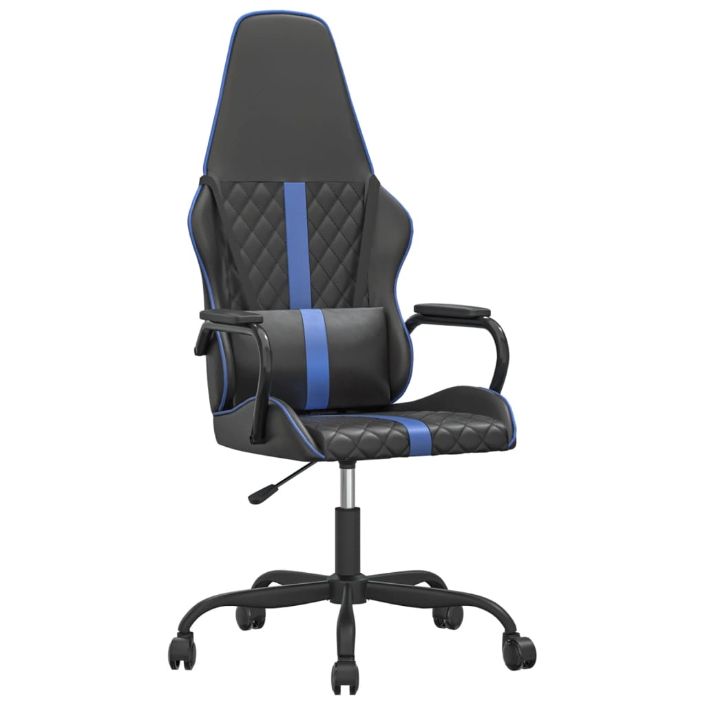 Gaming Chair with Massage Function Blue and Black Artificial Leather