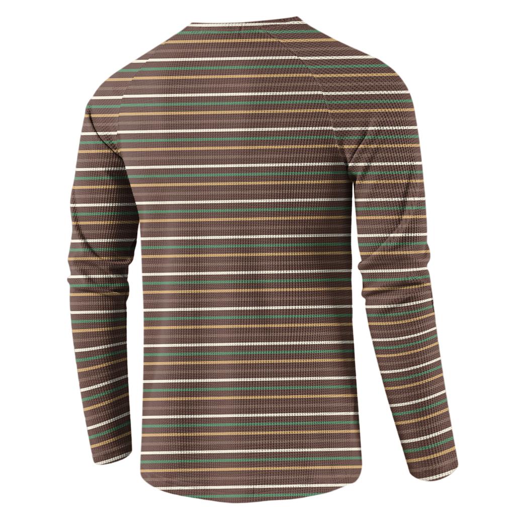 Herre Løs Casual Langermet Topp med Knapper og Krage