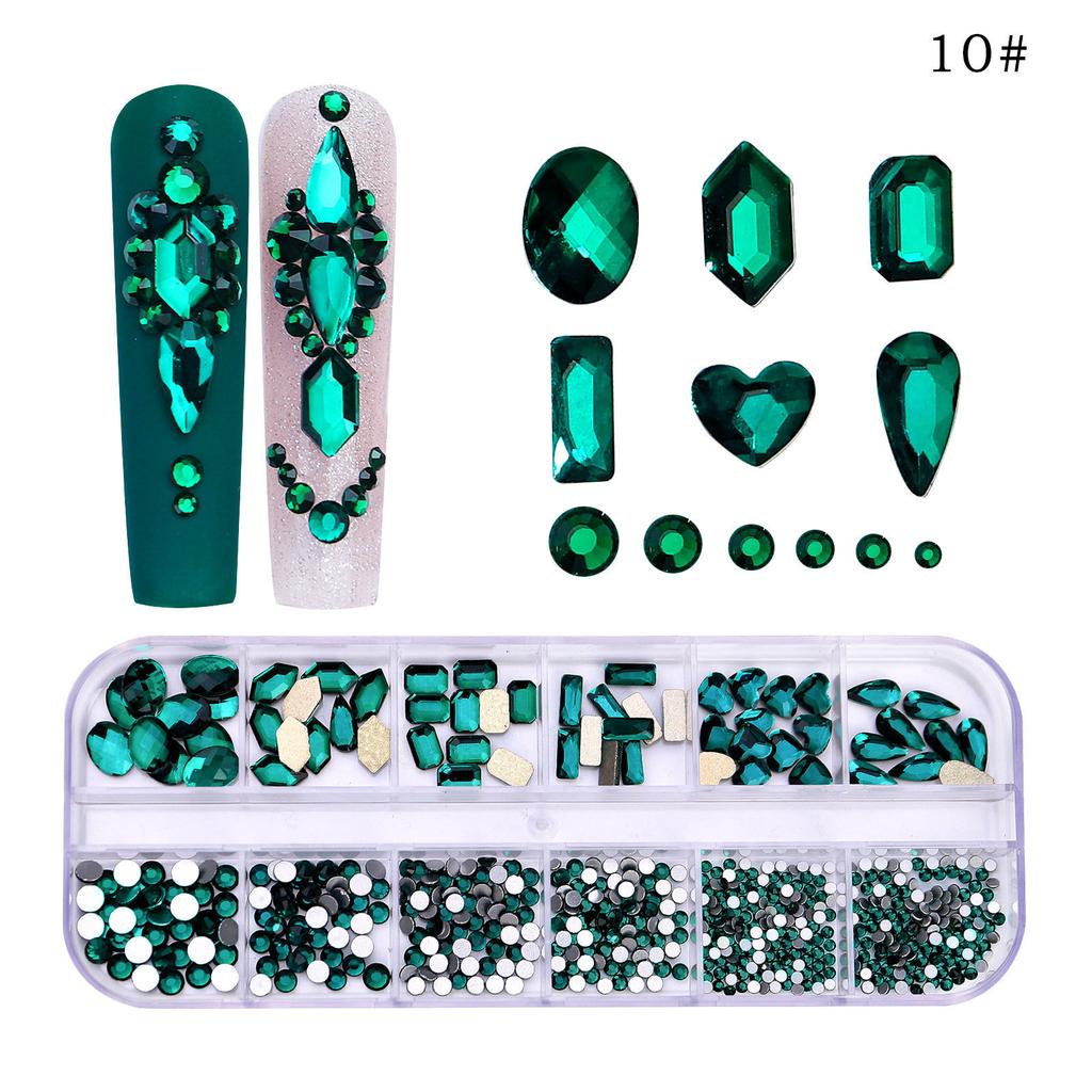 New 12 Grid Nail Drill Irregular Flat Bottomed Rhinestone AB Nail Accessory Nail Decoration