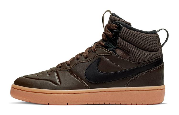 

Nike Fly By Mid 2 Leather Slip Resistant Cushioning Abrasion Resistant Mid top Kids Skateboarding Shoes Dark Brown BQ5440-200 37.5