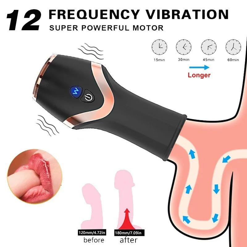 Fully Automatic Masturbation Toy 10 Mode Vacuum Suction Vibration Male Masturbator Turtle Head Trainer Male Adult Sex Toy