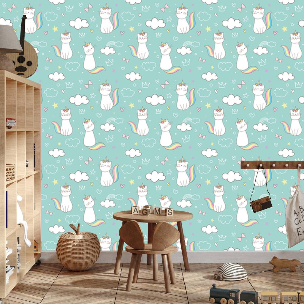 Rainbow kittens wallpaper for living room and bedroom 50x1000