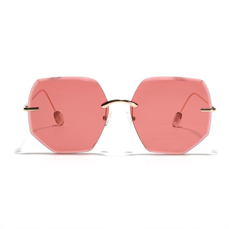 Glasses Borderless Frameless Light-Colored Sunglasses Men'S Polygonal Red Sunglasses Women'S Personalized Retro Glasses