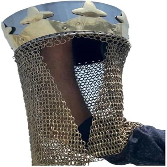 Средневековый шлем короля Артура с кольчужным шлемом, латунный шлем-колпак, пригодный для ношения во взрослых средневековых костюмах, серебряный