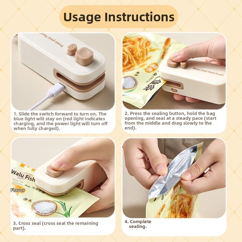 Ręczny Klips Magnetyczny Zamykający Akumulatorowy Klips do Zgrzewania Żywności do Torebki Plastikowej Torebki na Przekąski
