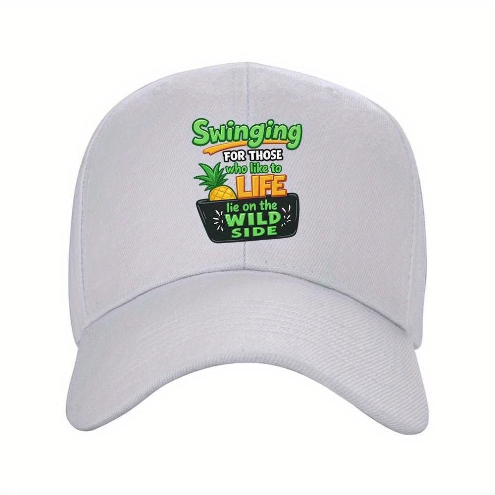 Swinging for the Wild Side Pineapple Graphic Baseball Cap Polyester Outdoor Adjustable Casual Hat