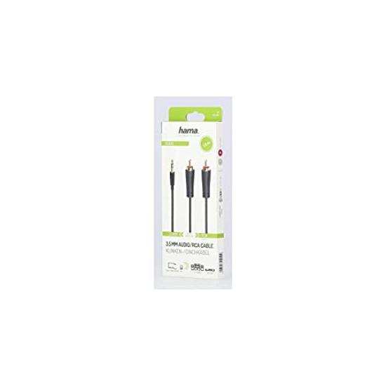 Hama Germany Audio mm Jack Plug to 2 RCA m Cable, 3.5 Plugs, Stereo, Gold-Plated, 1.5