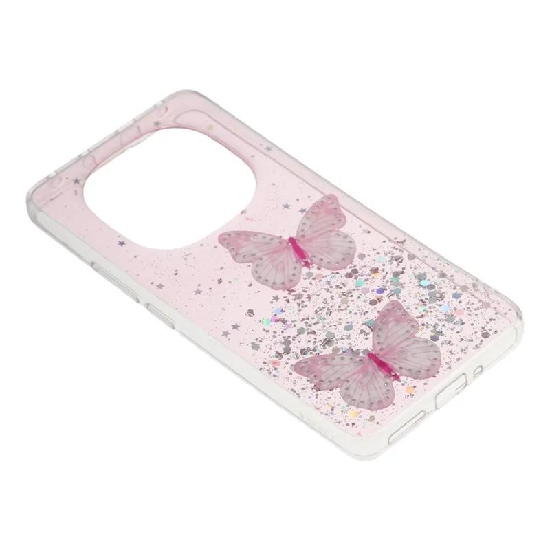 Dla Xiaomi Poco X7 5G/Xiaomi Redmi Note 14 Pro 5G Etui TPU Seria WANLONFENG AW PVC Motyl Epoksydowe Etui na Telefon z Folia HD