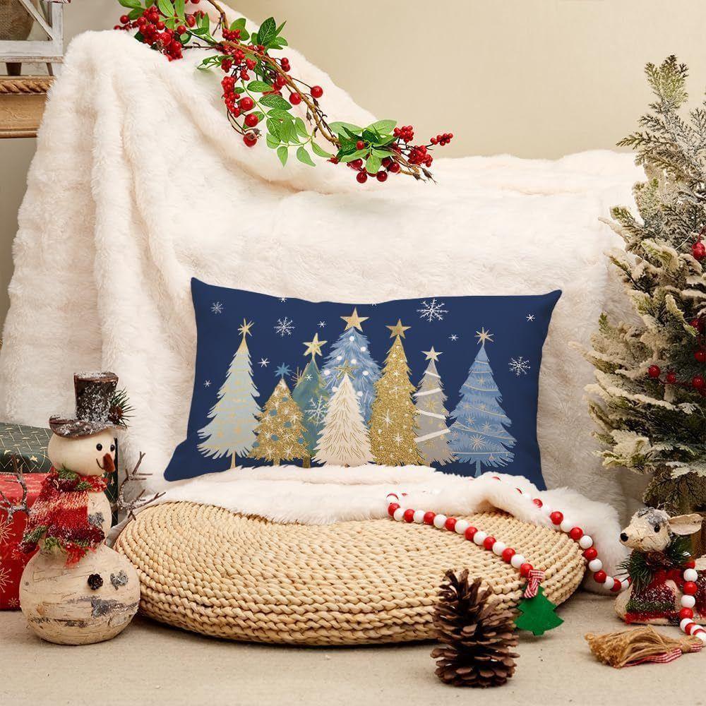 Xmas Trees Pattern Cushion Cover Home Textile Cushion Pillowcase  New Year Gifts