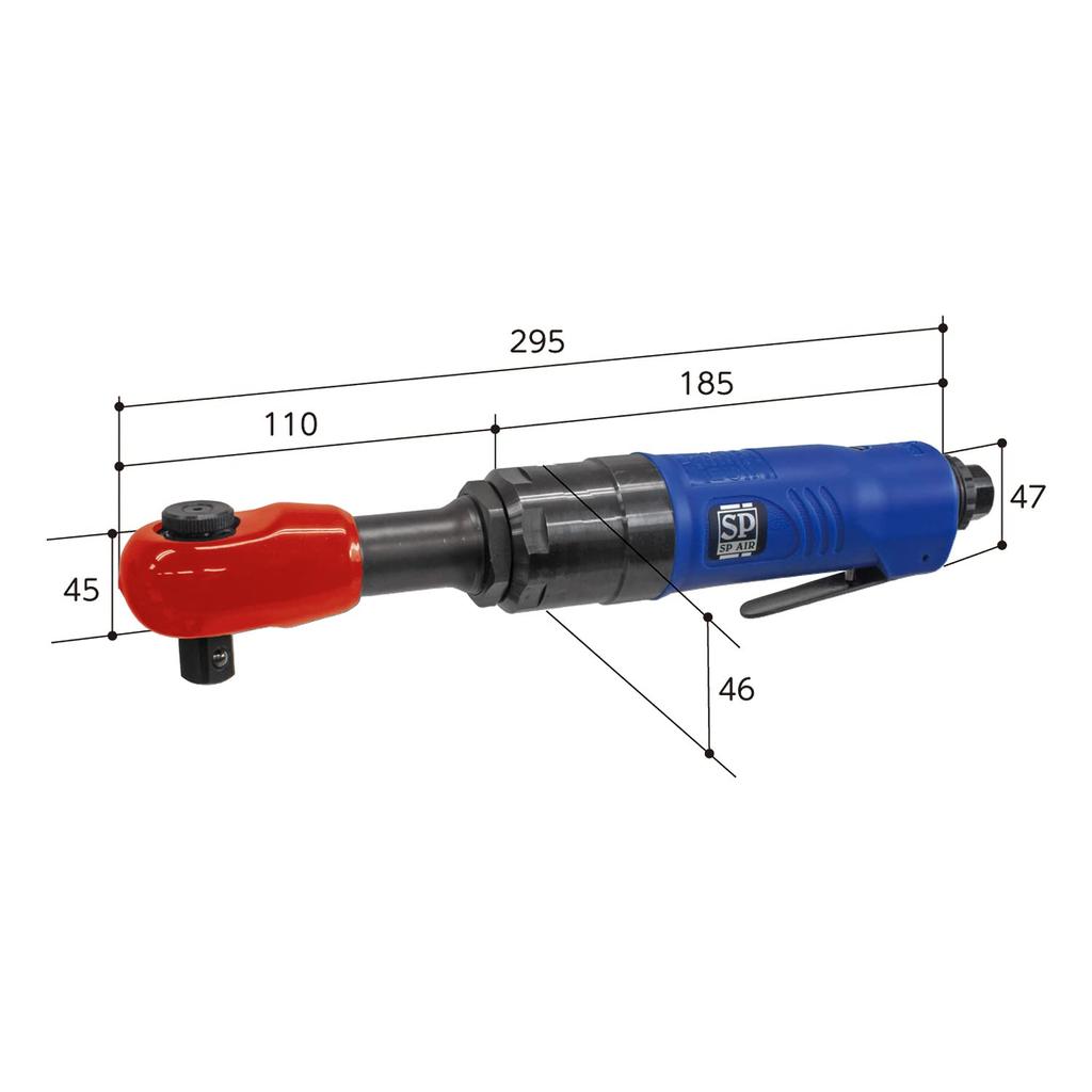 SP Air Air Ratchet Impact Wrench Tightening Torque Ratchet Impact (12.7mm) (N m) 13~90 SP-7731