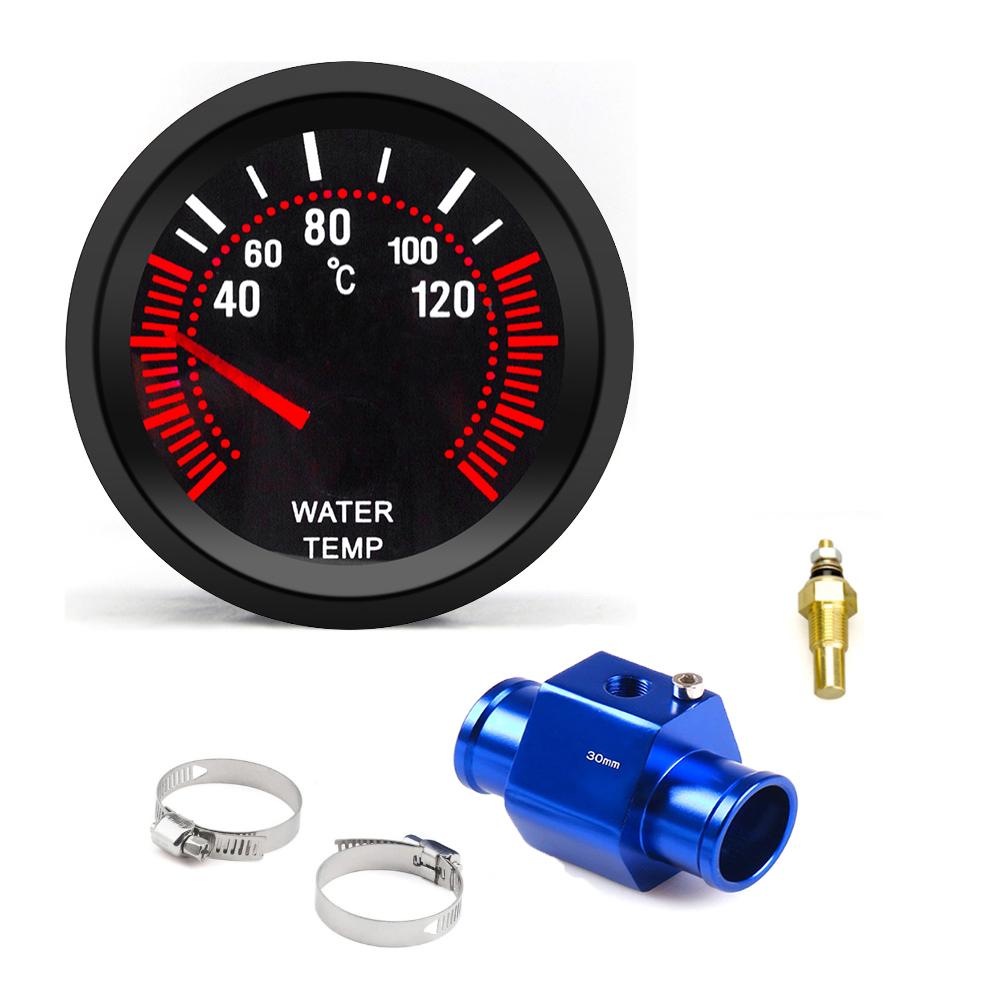 52mm Car Water Temperature Gauge 40~120 ℃ With Water Temp Sensor & Water Temp Adapter Joint Pipe Radiator 1/8ZG Sensor Car Gauge